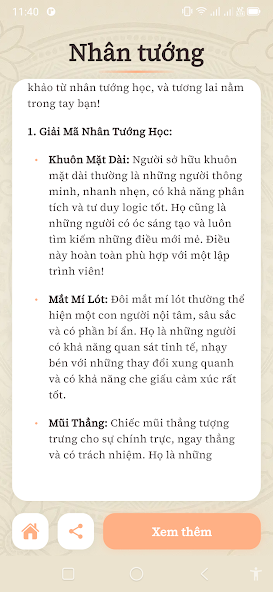 Kết quả xem tướng chi tiết